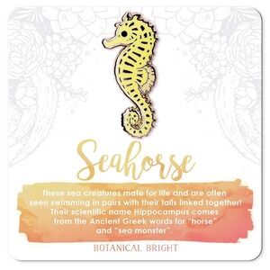 Seahorse Enamel‎ Pin - Gold Plated Sea Life & Coastal Jewelry - Ocean Brooch